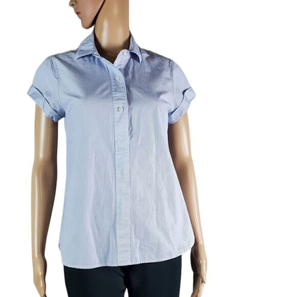 J.Crew Factory Blue & White Pinstriped Shirt - Picture 1 of 3